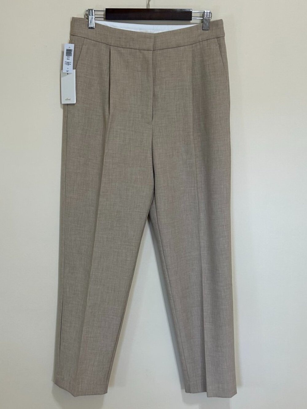 Wilfred Aritzia High Rise Straight Leg Dress Pants Heather Oat Beige Size 12
